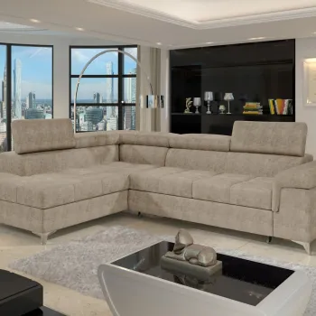 Coltar extensibil dreapta 4 locuri ELTAP, RT-18AMO, Eridano, 275x202x88 cm, lemn/poliester, bej imagine