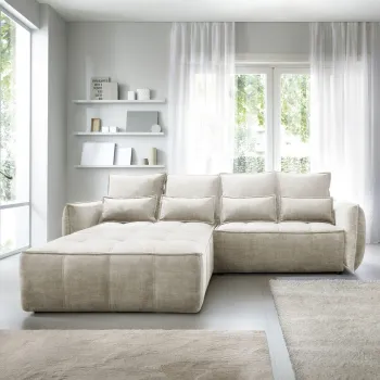 Coltar extensibil dreapta 4 locuri ELTAP, RT-18MAN, Campo, 265x196x88 cm, lemn/poliester, bej imagine