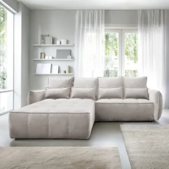 Coltar extensibil dreapta 4 locuri ELTAP, RT-18REL, Campo, 265x196x88 cm, lemn/poliester, bej deschis imagine