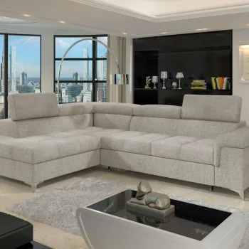 Coltar extensibil dreapta 4 locuri ELTAP, RT-18TOU, Eridano, 275x202x88 cm, lemn/poliester, bej inchis imagine