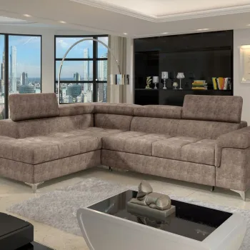 Coltar extensibil dreapta 4 locuri ELTAP, RT-20AMO, Eridano, 275x202x88 cm, lemn/poliester, maro imagine