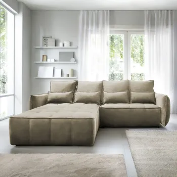 Coltar extensibil dreapta 4 locuri ELTAP, RT-20NU, Campo, 265x196x88 cm, lemn/poliester, maro deschis imagine