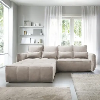 Coltar extensibil dreapta 4 locuri ELTAP, RT-20REL, Campo, 265x196x88 cm, lemn/poliester, bej deschis imagine