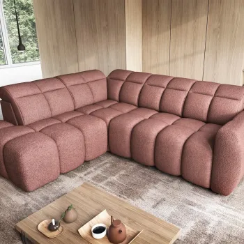 Coltar extensibil dreapta 4 locuri ELTAP, RT-24PAO, Falconn, 258x208x107 cm, lemn/poliester, roz inchis imagine