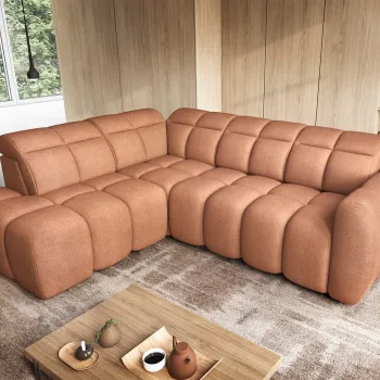 Coltar extensibil dreapta 4 locuri ELTAP, RT-24XIL, Falconn, 258x208x107 cm, lemn/poliester, portocaliu imagine