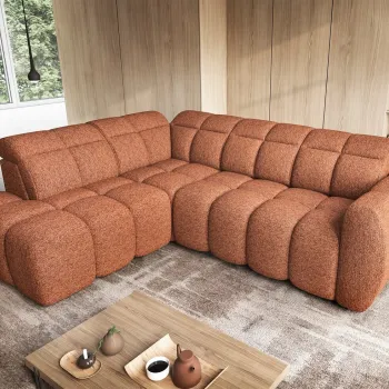 Coltar extensibil dreapta 4 locuri ELTAP, RT-30COR, Falconn, 258x208x107 cm, lemn/poliester, caramiziu imagine