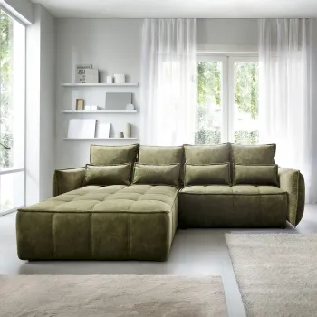 Coltar extensibil dreapta 4 locuri ELTAP, RT-33TOS, Campo, 265x196x88 cm, lemn/poliester, verde olive imagine