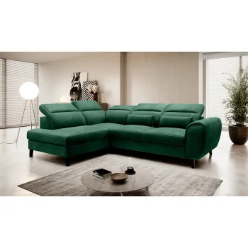 Coltar extensibil dreapta 4 locuri ELTAP, RT-35NU, Noble, 255x201x100 cm, lemn/poliester, verde inchis imagine
