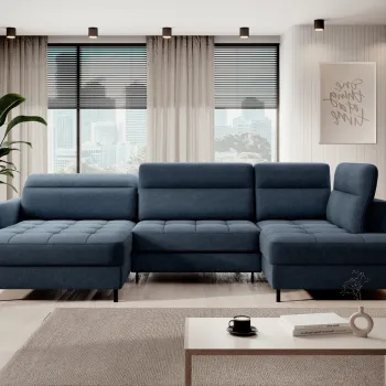 Coltar extensibil dreapta 4 locuri ELTAP, RT-40RAQ, Berrto, 306x165x100 cm, lemn/poliester, albastru inchis imagine