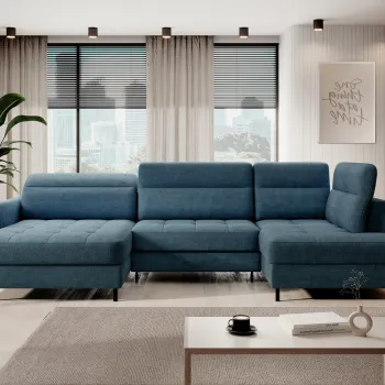 Coltar extensibil dreapta 4 locuri ELTAP, RT-40TOS, Berrto, 306x165x100 cm, lemn/poliester, albastru imagine