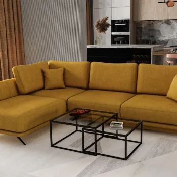 Coltar extensibil dreapta 4 locuri ELTAP, RT-45GO, Larde, 286x191x90 cm, lemn/poliester, mustar imagine