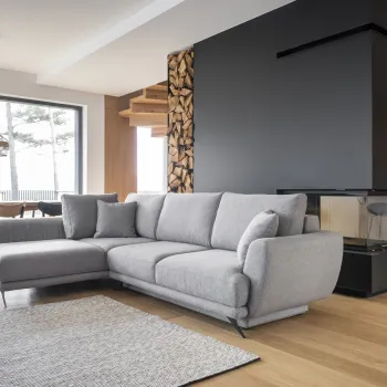 Coltar extensibil dreapta 4 locuri ELTAP, RT-86GU, Larde, 286x191x90 cm, lemn/poliester, gri deschis imagine