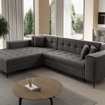 Coltar extensibil dreapta 4 locuri ELTAP, Sol_22, Solange, 292x196x84 cm, lemn/poliester, gri imagine