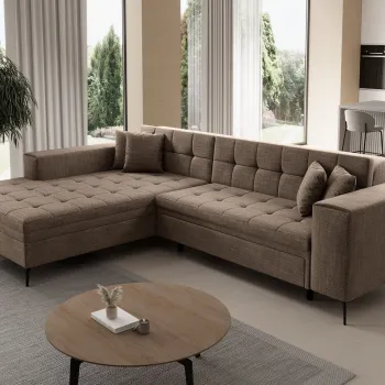 Coltar extensibil dreapta 4 locuri ELTAP, Sol_23, Solange, 292x196x84 cm, lemn/poliester, bej inchis imagine