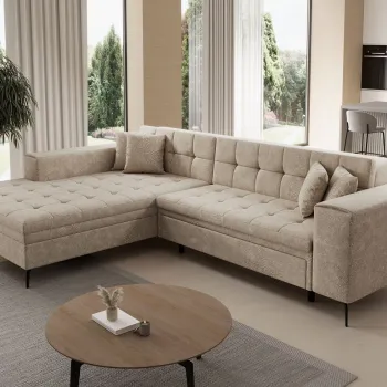 Coltar extensibil dreapta 4 locuri ELTAP, Sol_34, Solange, 292x196x84 cm, lemn/poliester, bej deschis imagine