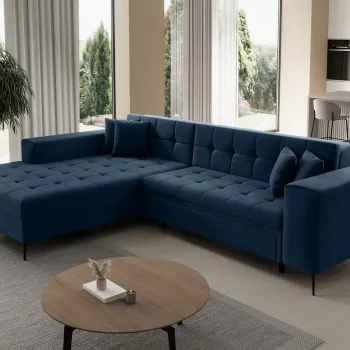 Coltar extensibil dreapta 4 locuri ELTAP, Sol_40, Solange, 292x196x84 cm, lemn/poliester, albastru inchis imagine