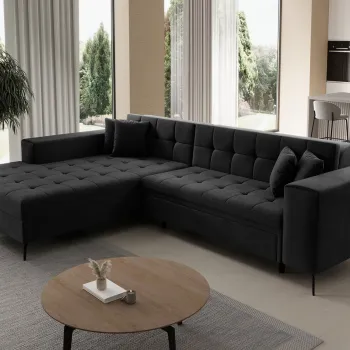 Coltar extensibil dreapta 4 locuri ELTAP, Sol_42, Solange, 292x196x84 cm, lemn/poliester, gri inchis imagine