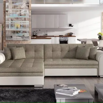 Coltar extensibil dreapta 4 locuri, ELTAP, Sorento, 296x194x78 cm, lemn/poliester, bej inchis/bej deschis imagine