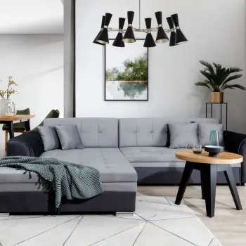 Coltar extensibil dreapta 4 locuri, ELTAP, Sorento, 296x194x78 cm, lemn/poliester, gri deschis/gri inchis imagine