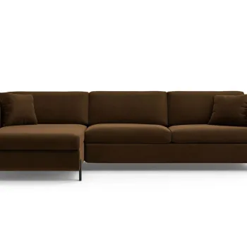 Coltar extensibil dreapta 4 locuri, Gloria, Micadoni Home, 266x170x88 cm, catifea, ciocolatiu imagine