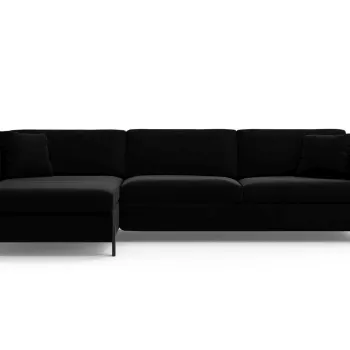 Coltar extensibil dreapta 4 locuri, Gloria, Micadoni Home, 266x170x88 cm, catifea, negru imagine
