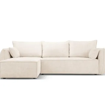 Coltar extensibil dreapta 4 locuri, Kaelle, Micadoni Home, BL, 252x165x87 cm, poliester chenille, bej deschis imagine