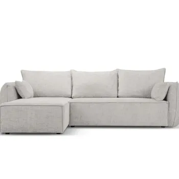 Coltar extensibil dreapta 4 locuri, Kaelle, Micadoni Home, BL, 252x165x87 cm, poliester chenille, gri deschis imagine