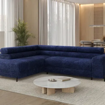 Coltar extensibil dreapta 5 locuri ELTAP, Colesio, 274x200x93 cm, lemn/poliester, albastru inchis imagine