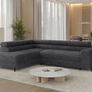 Coltar extensibil dreapta 5 locuri ELTAP, Colesio, 274x200x93 cm, lemn/poliester, gri inchis imagine