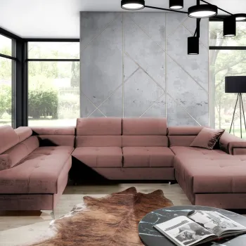 Coltar extensibil dreapta 5 locuri ELTAP, Edr-108, Eduardo, 337x205x88 cm, lemn/poliester, roz imagine