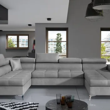 Coltar extensibil dreapta 5 locuri ELTAP, Edr-45, Eduardo, 337x205x88 cm, lemn/poliester, gri imagine