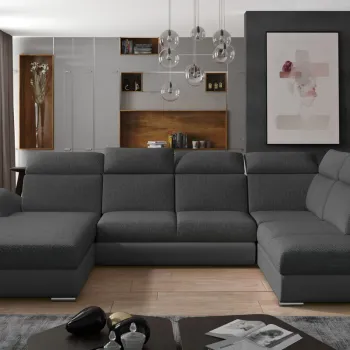 Coltar extensibil dreapta 5 locuri ELTAP, Evl-33, Evanell, 336x211x102 cm, lemn/poliester, gri inchis/gri imagine