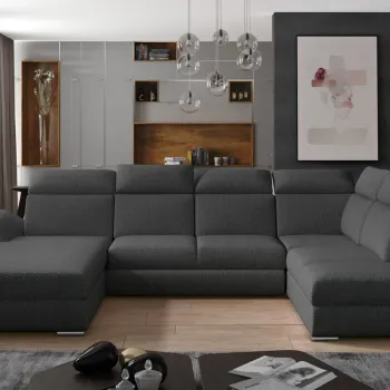 Coltar extensibil dreapta 5 locuri ELTAP, Evl-34, Evanell, 336x211x102 cm, lemn/poliester, gri inchis imagine