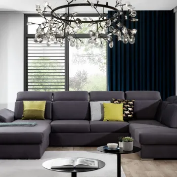 Coltar extensibil dreapta 5 locuri ELTAP, Evl-51, Evanell, 336x211x102 cm, lemn/poliester, gri inchis imagine
