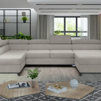 Coltar extensibil dreapta 5 locuri ELTAP, Jos-28, Josette, 370x190x98 cm, lemn/poliester, bej imagine