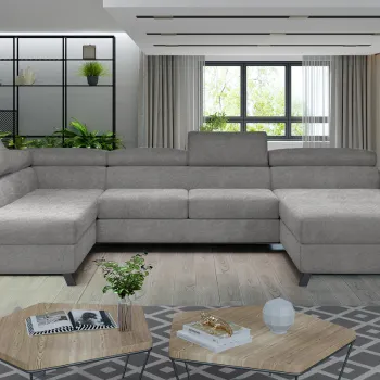 Coltar extensibil dreapta 5 locuri ELTAP, Jos-32, Josette, 370x190x98 cm, lemn/poliester, gri imagine