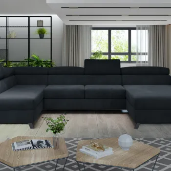 Coltar extensibil dreapta 5 locuri ELTAP, Jos-39, Josette, 370x190x98 cm, lemn/poliester, gri antracit imagine