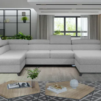 Coltar extensibil dreapta 5 locuri ELTAP, Jos-43, Josette, 370x190x98 cm, lemn/poliester, gri deschis imagine