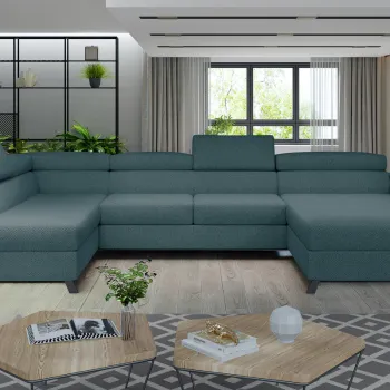 Coltar extensibil dreapta 5 locuri ELTAP, Jos-44, Josette, 370x190x98 cm, lemn/poliester, albastru imagine