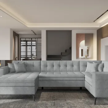 Coltar extensibil dreapta 5 locuri ELTAP, MON-RT-04GO, Montez, 340x180x93 cm, lemn/poliester, gri deschis imagine