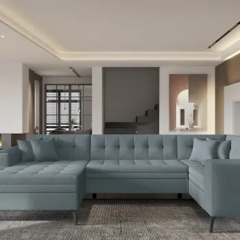 Coltar extensibil dreapta 5 locuri ELTAP, MON-RT-100SA, Montez, 340x180x93 cm, lemn/poliester, albastru imagine