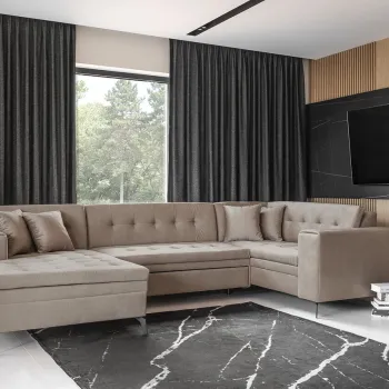 Coltar extensibil dreapta 5 locuri ELTAP, MON-RT-20NU, Montez, 340x180x93 cm, lemn/poliester, bej imagine