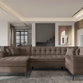 Coltar extensibil dreapta 5 locuri ELTAP, MON-RT-22PO, Montez, 340x180x93 cm, lemn/poliester, maro imagine