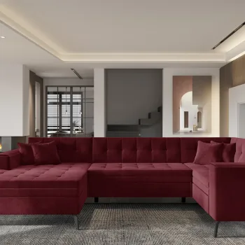 Coltar extensibil dreapta 5 locuri ELTAP, MON-RT-25LO, Montez, 340x180x93 cm, lemn/poliester, rosu imagine
