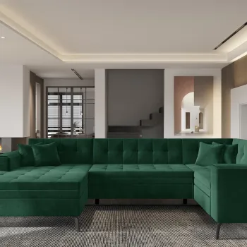 Coltar extensibil dreapta 5 locuri ELTAP, MON-RT-35LO, Montez, 340x180x93 cm, lemn/poliester, verde inchis imagine
