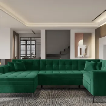 Coltar extensibil dreapta 5 locuri ELTAP, MON-RT-35LU, Montez, 340x180x93 cm, lemn/poliester, verde inchis imagine