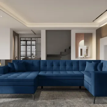 Coltar extensibil dreapta 5 locuri ELTAP, MON-RT-40NU, Montez, 340x180x93 cm, lemn/poliester, albastru inchis imagine