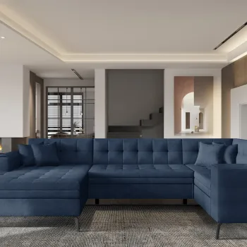 Coltar extensibil dreapta 5 locuri ELTAP, MON-RT-40PO, Montez, 340x180x93 cm, lemn/poliester, albastru inchis imagine