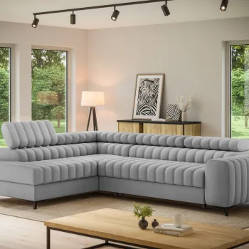 Coltar extensibil dreapta 5 locuri ELTAP, RT-03NU, Kanedo, 269x204x86 cm, lemn/poliester, gri deschis imagine