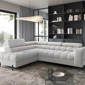 Coltar extensibil dreapta 5 locuri ELTAP, RT-03ROY, Ferucce, 276x200x93 cm, lemn/poliester, gri deschis imagine